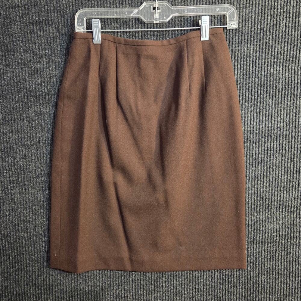 Vintage Amanda Smith Woolmark Skirt | Brown Mid-Length Pure Wool Skirt Size 8